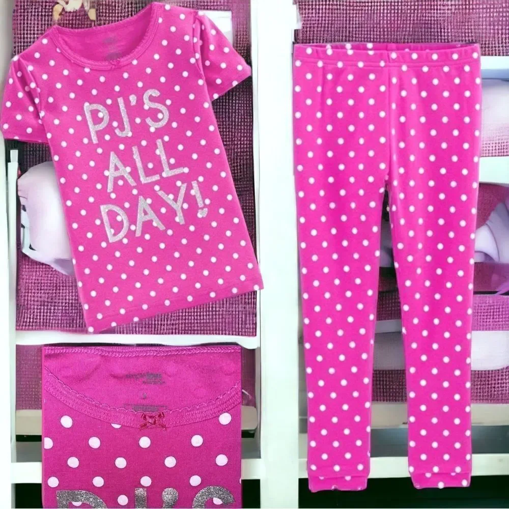 Simple Joys l Girls PJ Set l PJ’s All Day l Pink & White Polka Dotted l 5T l EUC